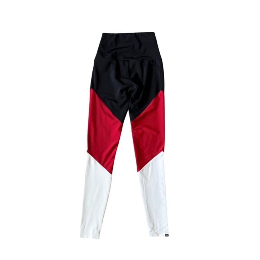 NWT Onzie Womens High Rise Track Legging Black Red White Colorblock Size XS - Picture 4 of 8
